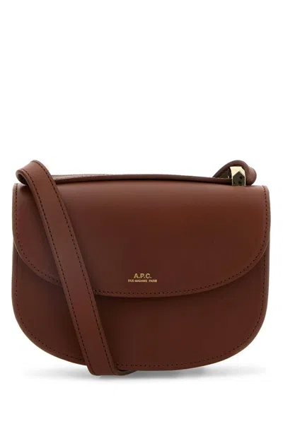 Apc A.p.c. Women Caramel Leather Mini Geneve Crossbody Bag In Brown