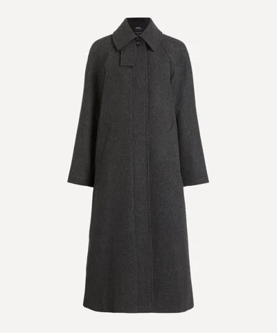 Apc A.p.c. Women's Charcoal Wool Coat In Black