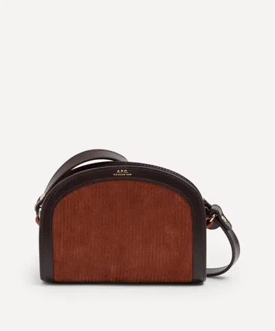 Apc A.p.c. Women's Demi-lune Mini Leather And Corduroy Cross-body Bag