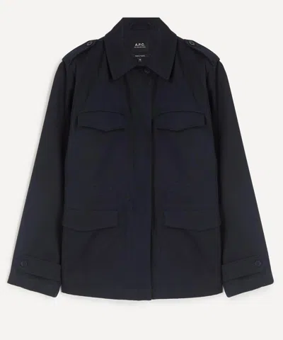 Apc A.p.c. Women's Fitted Cotton Gabardine Jacket In Blue