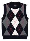 Apc Classic Argyle Patterned Gilet With Ribbed Trim In Black