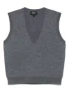 Apc A.p.c. Sleeveless Gilet With Plunging V-neck In Gray