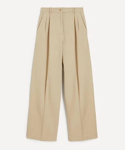 Apc A.p.c. Women's Ginny Beige Cotton Gabardine Trousers In Nude