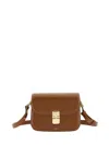 Apc Grance Brown Small Crossbody Bag Wirh Embossed Logo Lettering On The Front And Adjustable Shoulder S In Brown