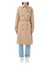 Apc A.p.c. Greta Double-breasted Trench Coat In Beige