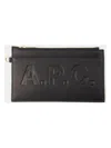 Apc Logo-debossed Faux-leather Clutch Bag In Black