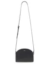 Apc A.p.c. Women Black Leather Mini Demi Lune Shoulder Bag In Black