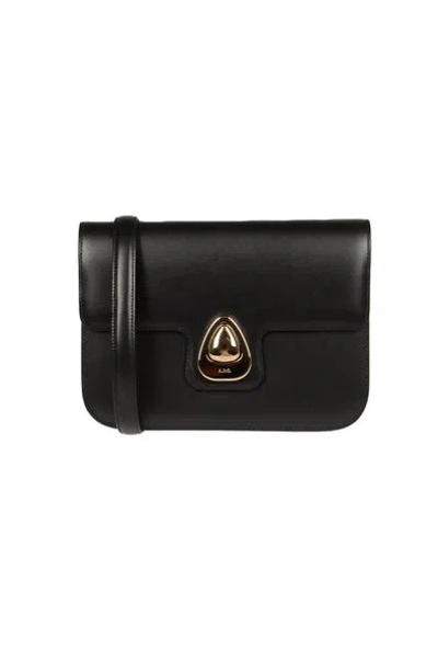 Apc A.p.c. Astra Foldover Small Shoulder Bag In Black