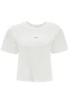 Apc A.p.c. Women' Organic Cotton White Boxy Cropped T Shirt With Micro Embroidered Logo Gots In White