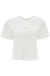 Apc A.p.c. Women' Organic Cotton White Boxy Cropped T Shirt With Micro Embroidered Logo Gots