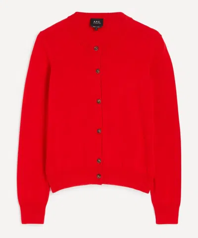 A.p.c. Women's Red Mila Crew-neck Cardigan