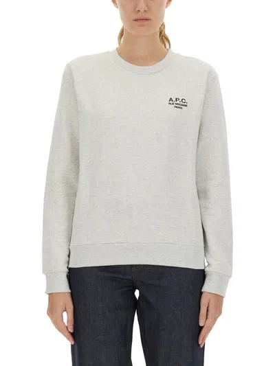 Apc A.p.c. Women Rue Madame Sweatshirt With Logo In Gray