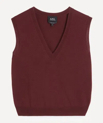A.p.c. Women's Sleeveless Wool Vest In Bordeaux
