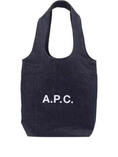 Apc A.p.c. Small Ninon Denim Tote Bags In Blue