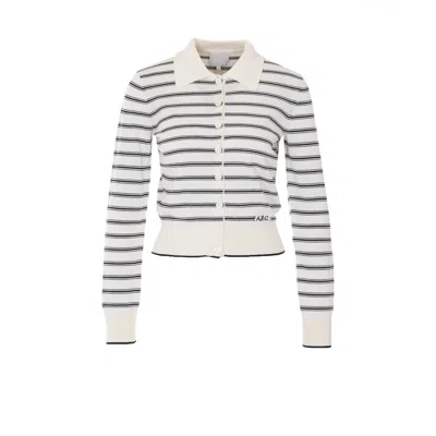 Apc A.p.c. Women Striped Cardigan In White