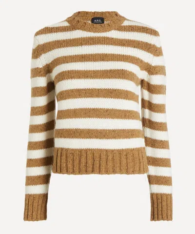 Apc A.p.c. Women's Striped Wool Jumper In Brown