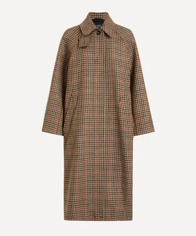 Apc A.p.c. Women's Tartan Raglan Sleeve Coat In Brown
