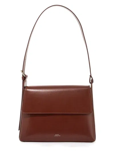 Apc Virginie Leather Shoulder Bag In Marrone