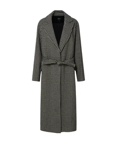 Apc Wool-blend Belted Coat In Black
