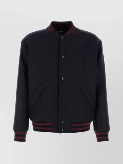 APC WOOL BLEND BOMBER JACKET WITH FRONT POCKETS