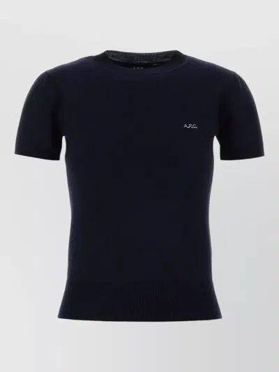 A.p.c. Wool Blend Gia Sweater Short Sleeves In Blue