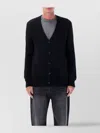 Apc Wool Blend V-neck Cardigan With Ribbed Trims In Black