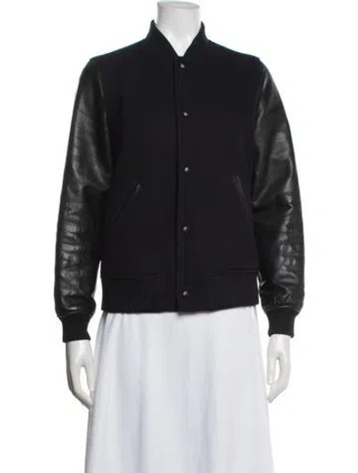 Pre-owned A.p.c. Wool Bomber Jacket In Black