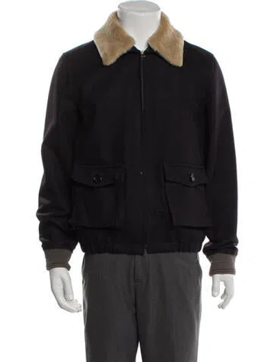 Pre-owned Apc Wool Bomber Jacket In Blue