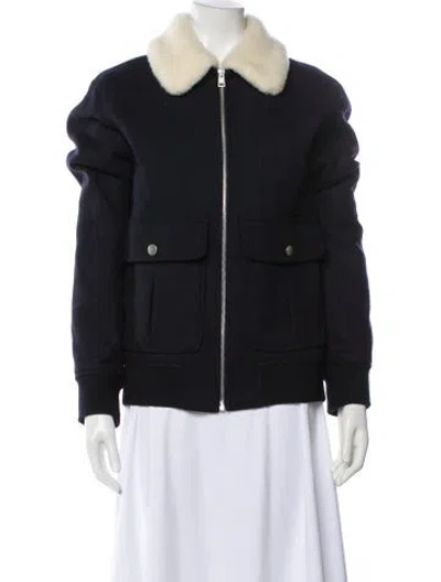 Pre-owned Apc Wool Bomber Jacket In Blue