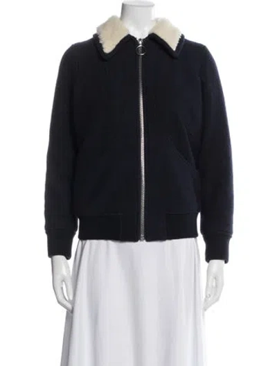 Pre-owned A.p.c. Wool Bomber Jacket In Blue
