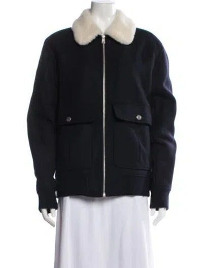 Pre-owned A.p.c. Wool Bomber Jacket In Blue