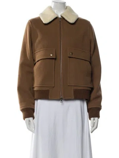 Pre-owned A.p.c. Wool Bomber Jacket In Brown