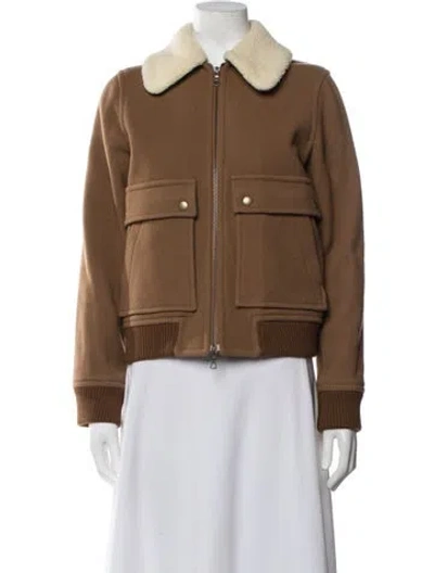 Pre-owned A.p.c. Wool Bomber Jacket In Brown