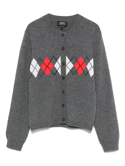 Apc Wool Cardigan In Gray