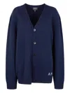Apc Wool Cardigan In Blue