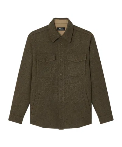 Apc Wool Collar Shirt In Green