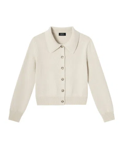 A.p.c. Wool Collared Cardigan In Neutral