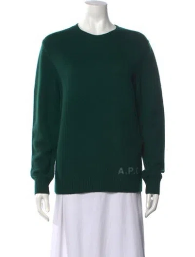 Pre-owned A.p.c. Wool Crew Neck Sweater In Green