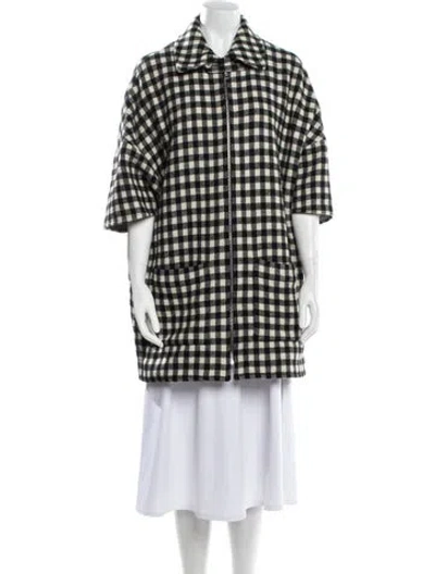 Pre-owned Apc Wool Houndstooth Print Coat In Black