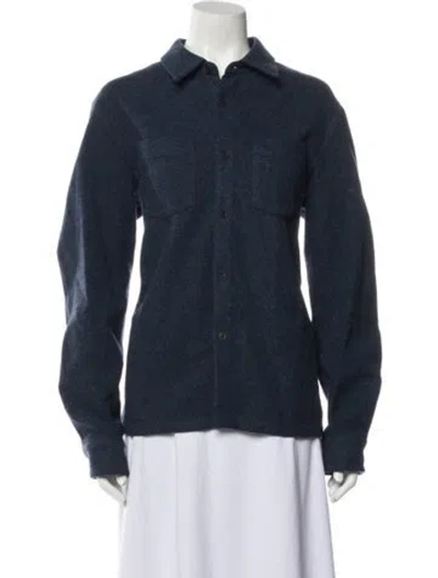 Pre-owned Apc Wool Long Sleeve Button-up Top In Blue