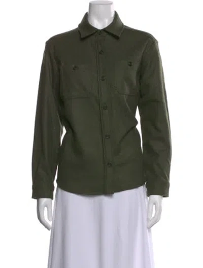 Pre-owned A.p.c. Wool Long Sleeve Button-up Top In Green
