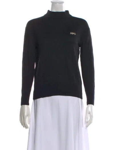Pre-owned A.p.c. Wool Mock Neck Sweater In Blue