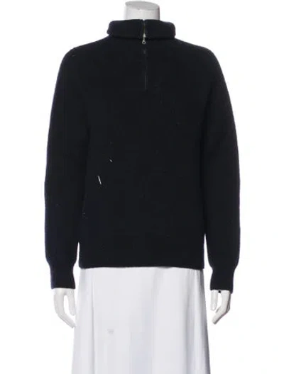 Pre-owned A.p.c. Wool Mock Neck Sweater In Blue