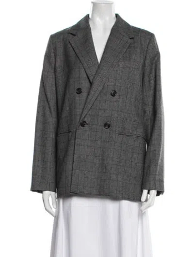 Pre-owned A.p.c. Wool Plaid Print Blazer In Grey