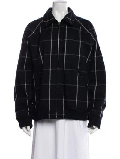 Pre-owned A.p.c. Wool Plaid Print Bomber Jacket In Blue