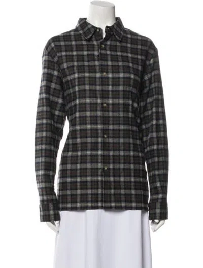 Pre-owned Apc Wool Plaid Print Button-up Top In Gray