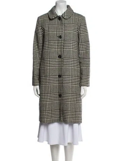 Pre-owned Apc Wool Plaid Print Coat In Black