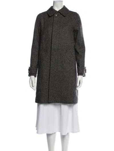 Pre-owned A.p.c. Wool Plaid Print Coat In Black