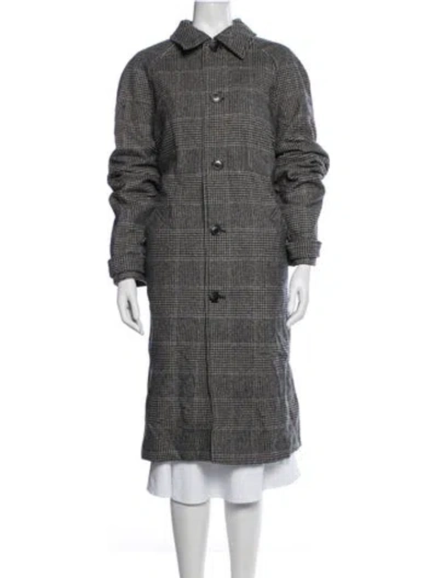 Pre-owned A.p.c. Wool Plaid Print Coat In Grey