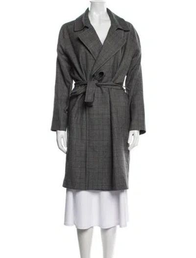 Pre-owned A.p.c. Wool Plaid Print Coat In Grey